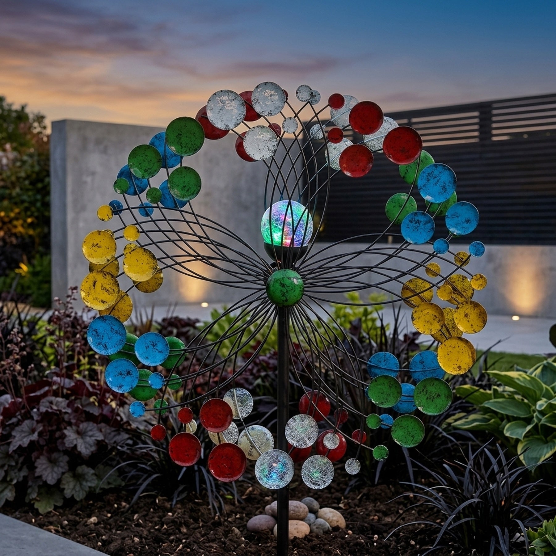 Harlequin Solar Garden Illuminated Wind Spinner
