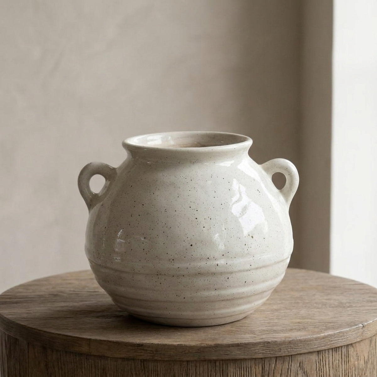Rounded Decorative Vase with Handle