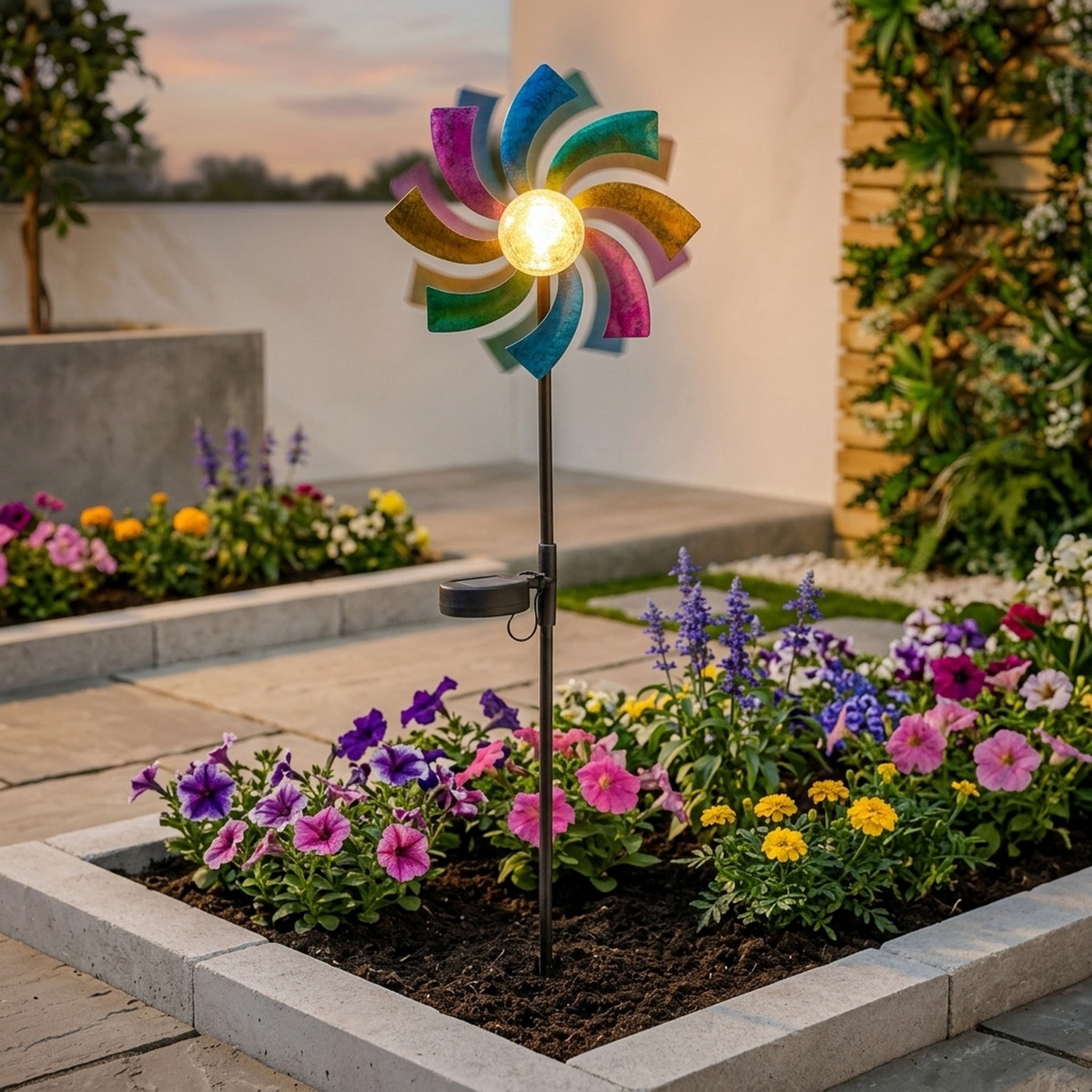 Lunaria Solar Wind Spinner Stake Light