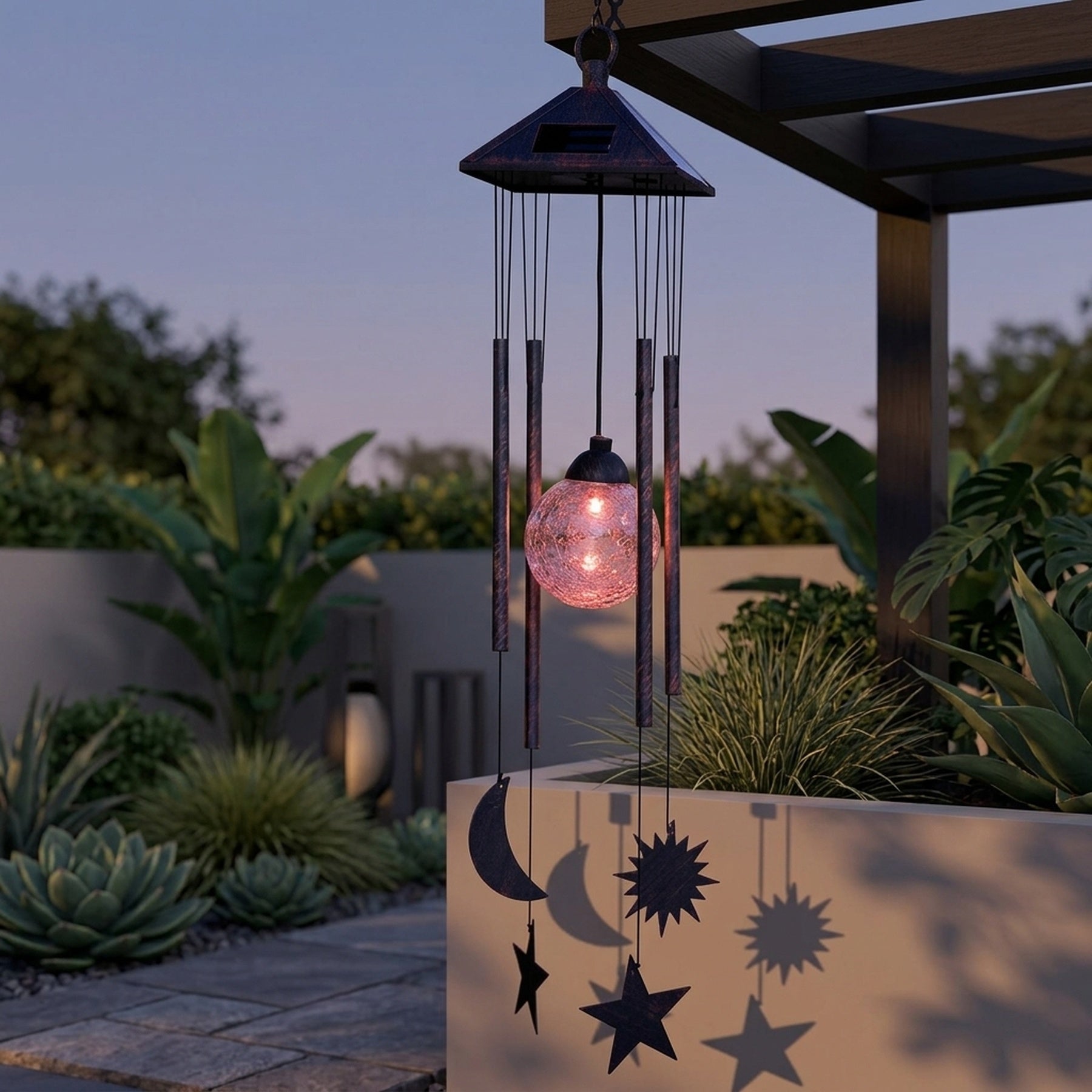 Sun Moon & Star Solar Wind Chime