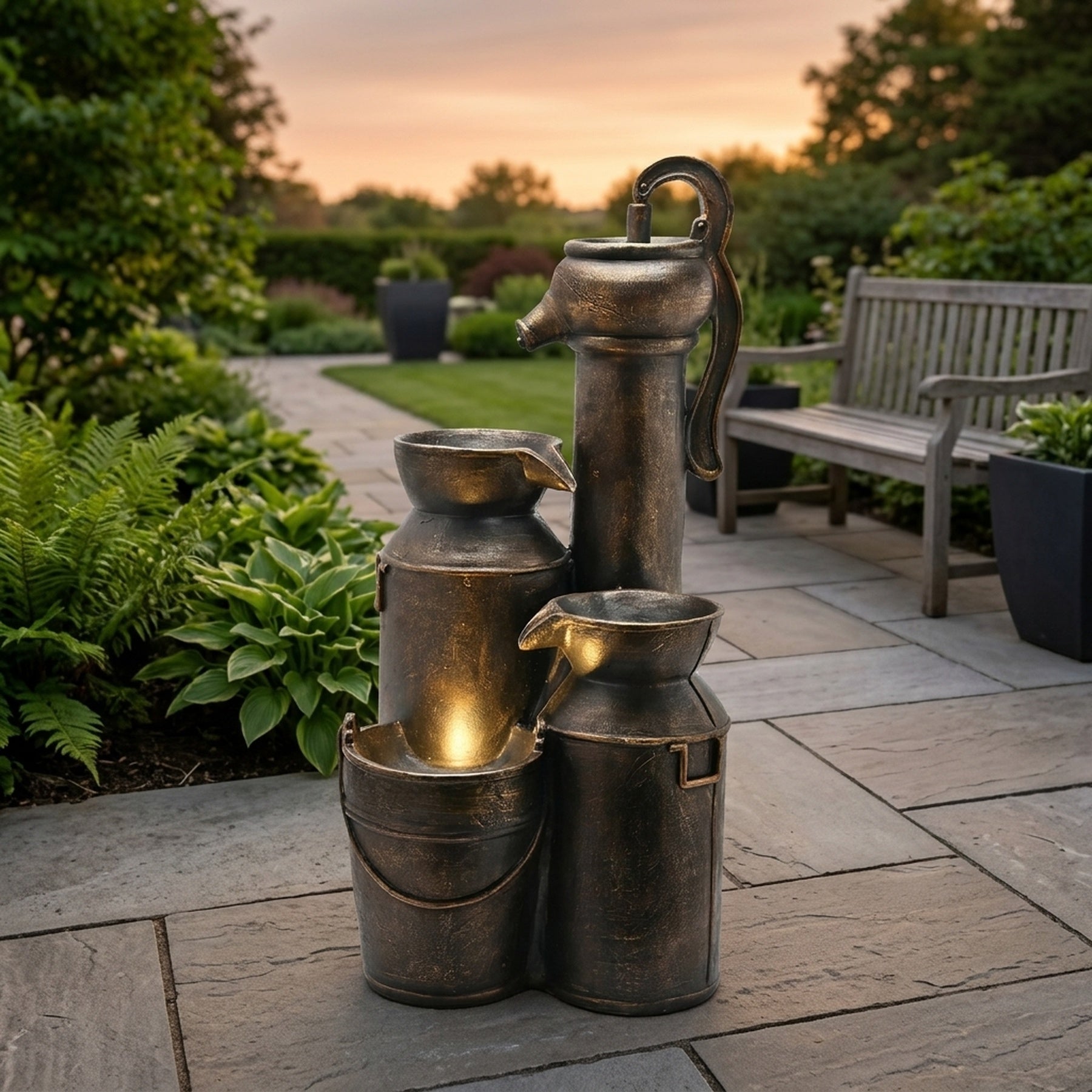 Three Tiered Barrel Garden Water Feature