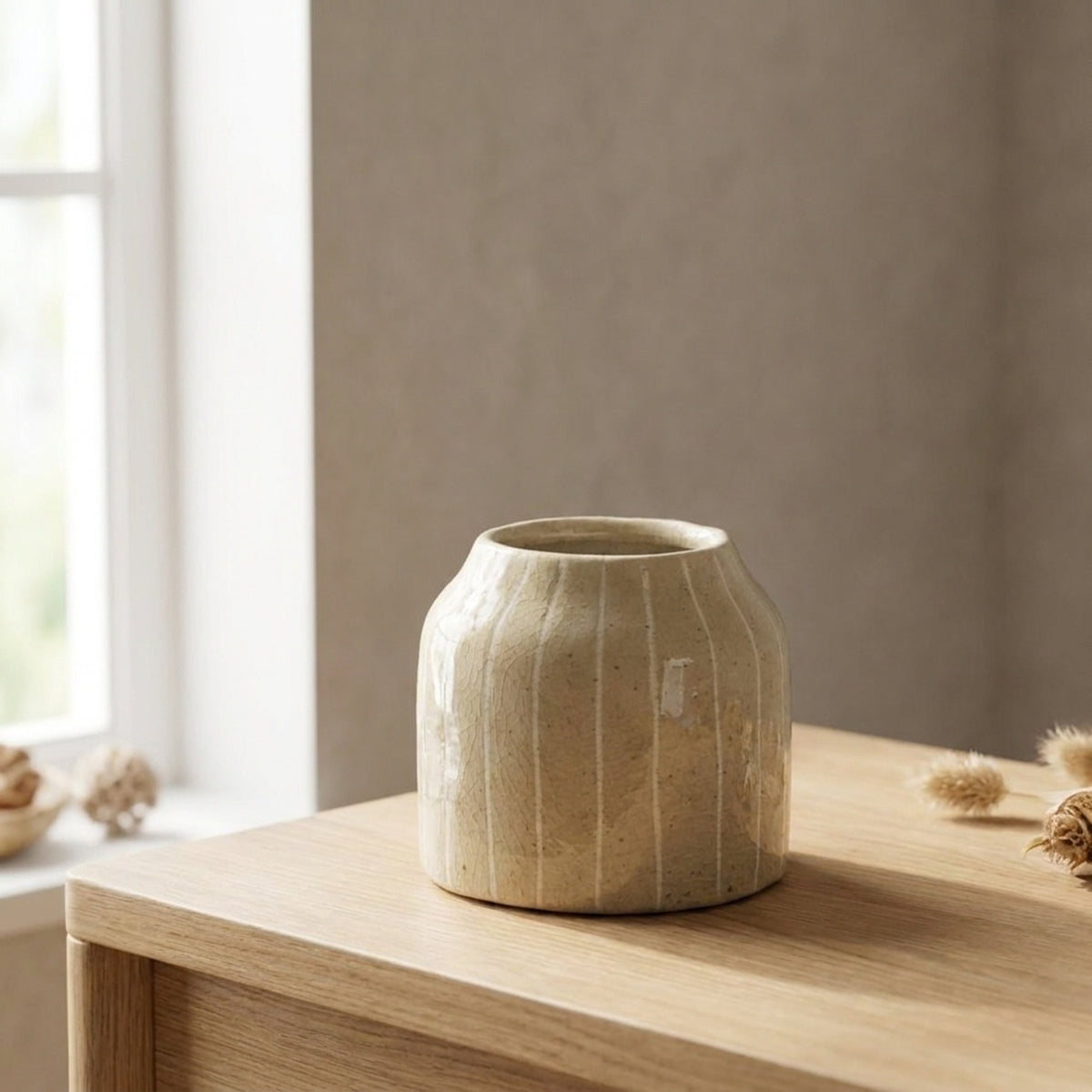 Artisan Natural Glazed Lined Vase