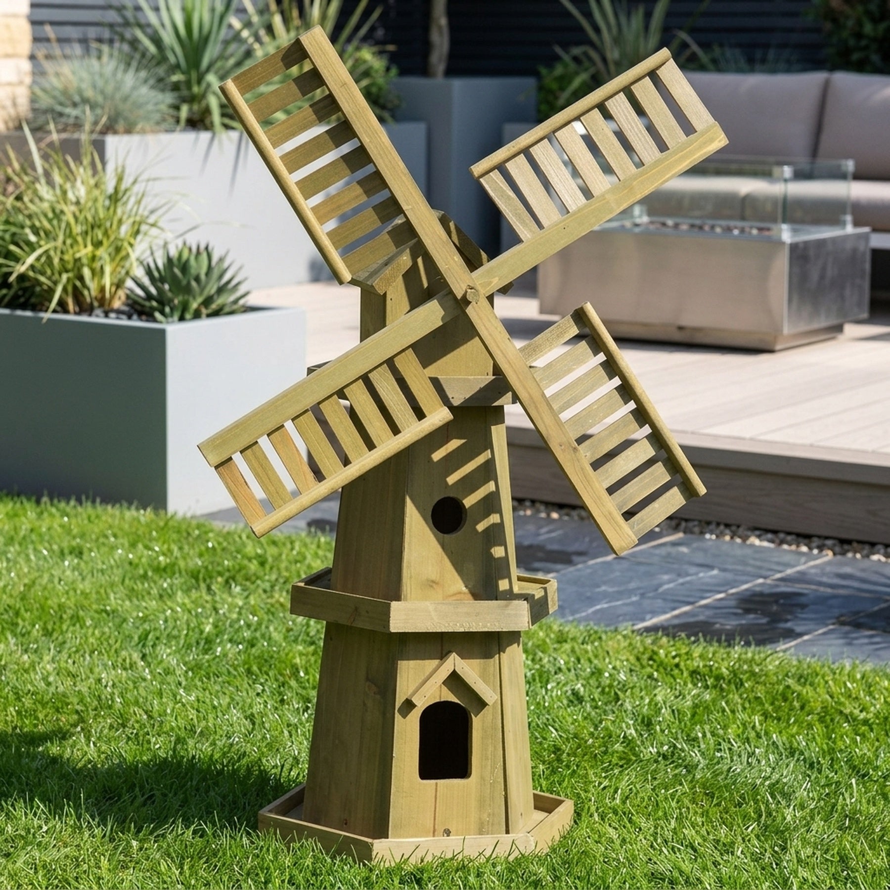 Giant Decorative Pinewood Garden Windmill