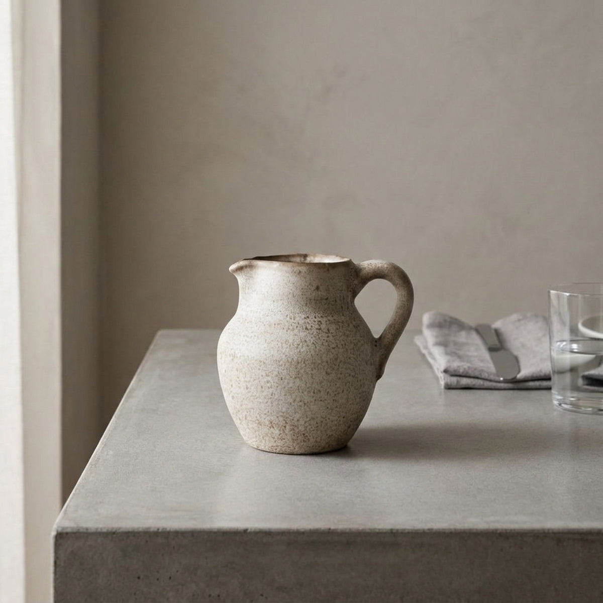Neutral Speckled Rustic Decorative Jug - V2