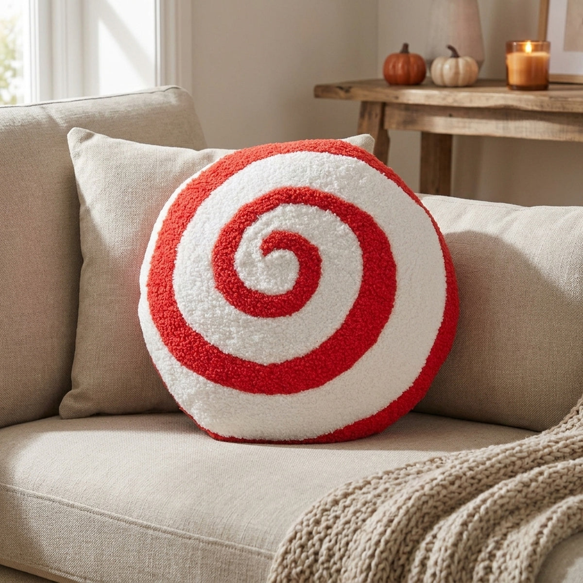 Vintage Round Cotton Candy Swirl Cushion