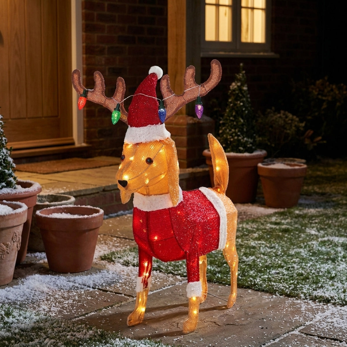 Festive LED Light-Up Dog Decoration - Red