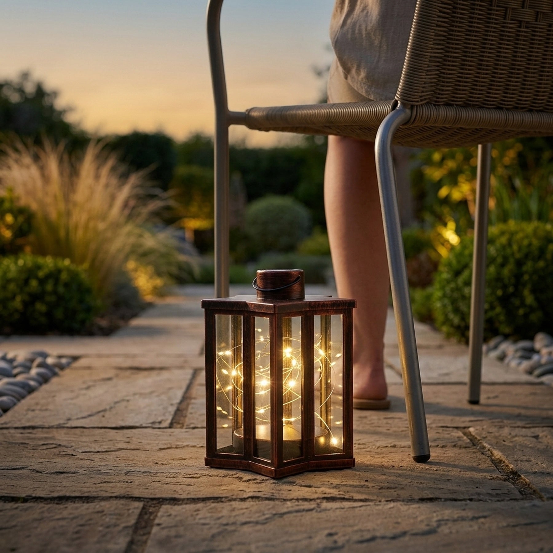 Mini Bronze Effect Solar Firefly Star Lantern