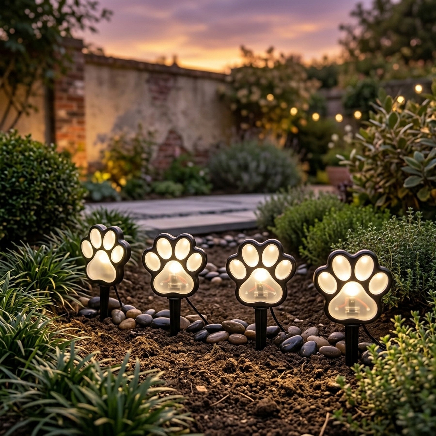 Paw Print Garden Solar Pathway Lights