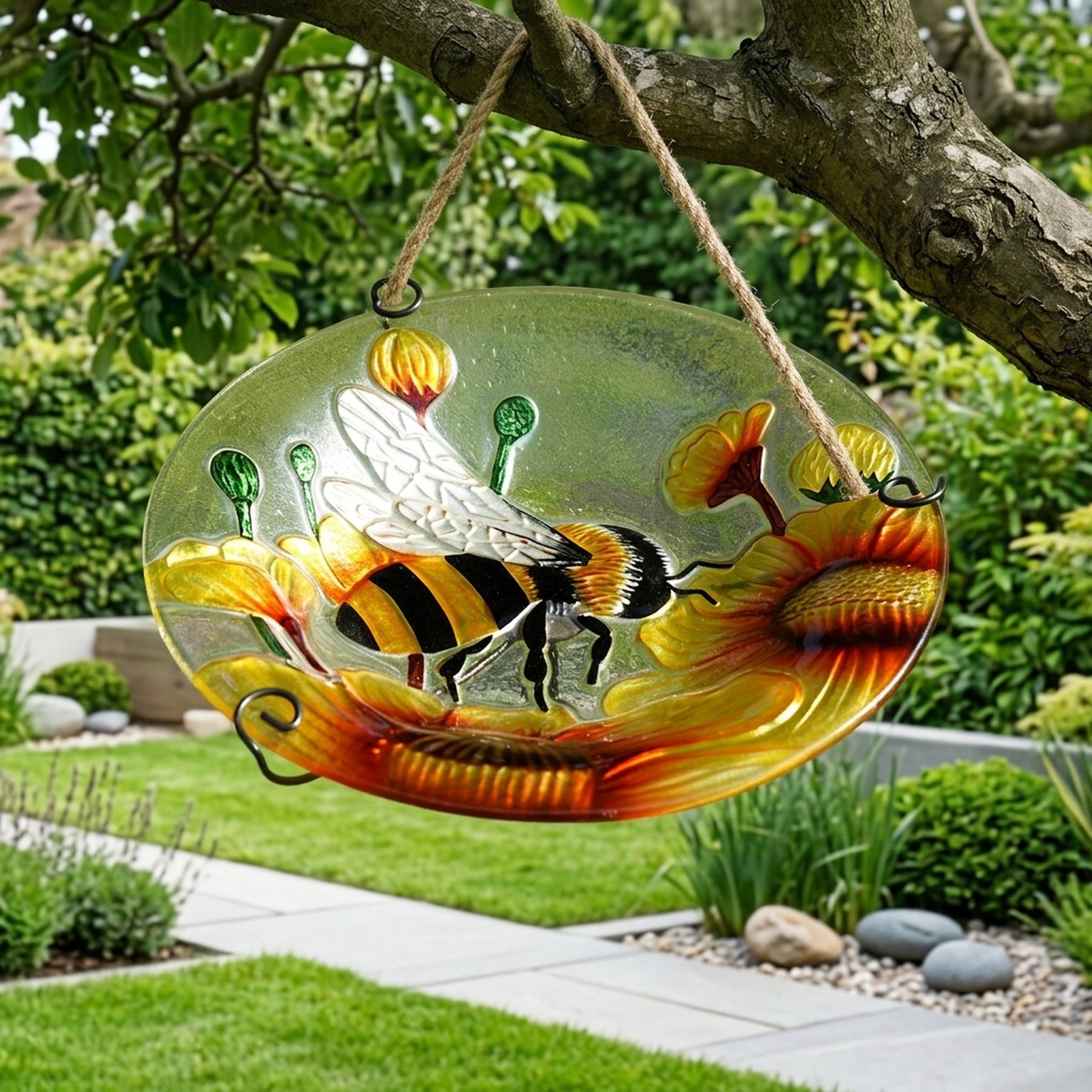 Vibrant Bee Design Garden Bird Feeder