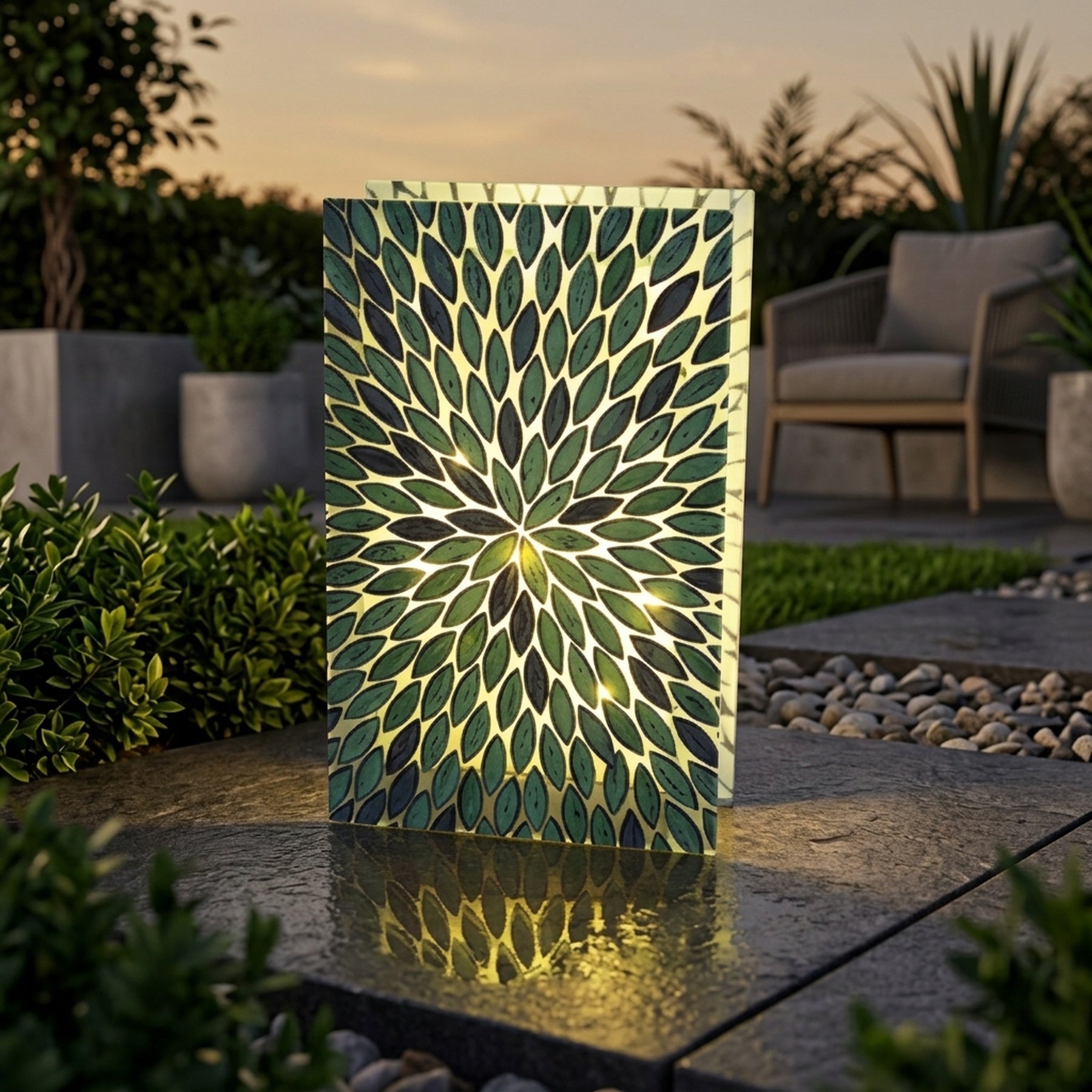 Emerald Glass Table Top Garden Light
