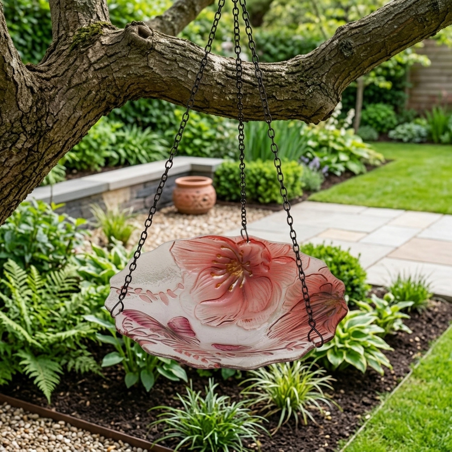 Butterfly Floral Design Hanging Bird Feeder