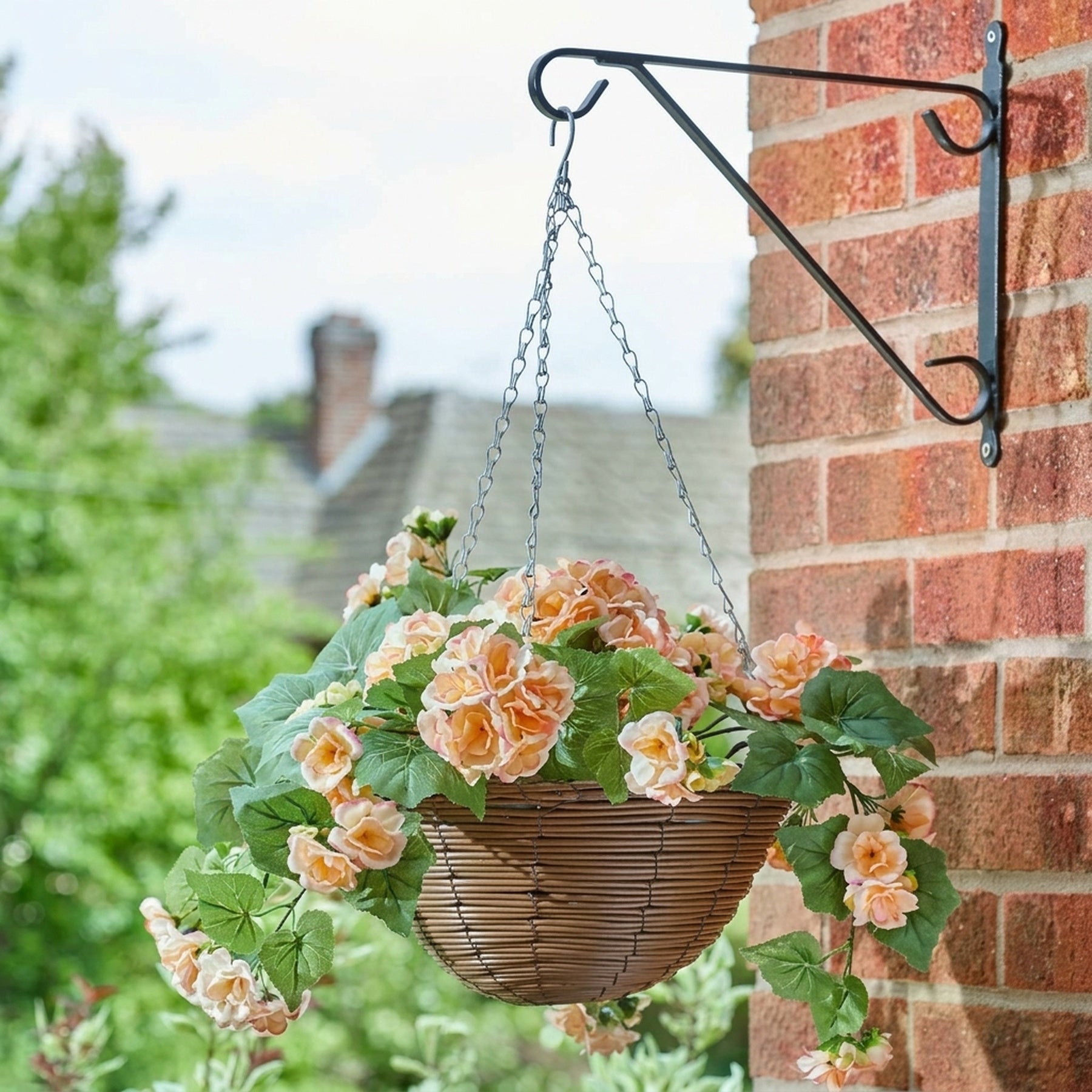Regal Begonia Blooms Artificial Hanging Basket
