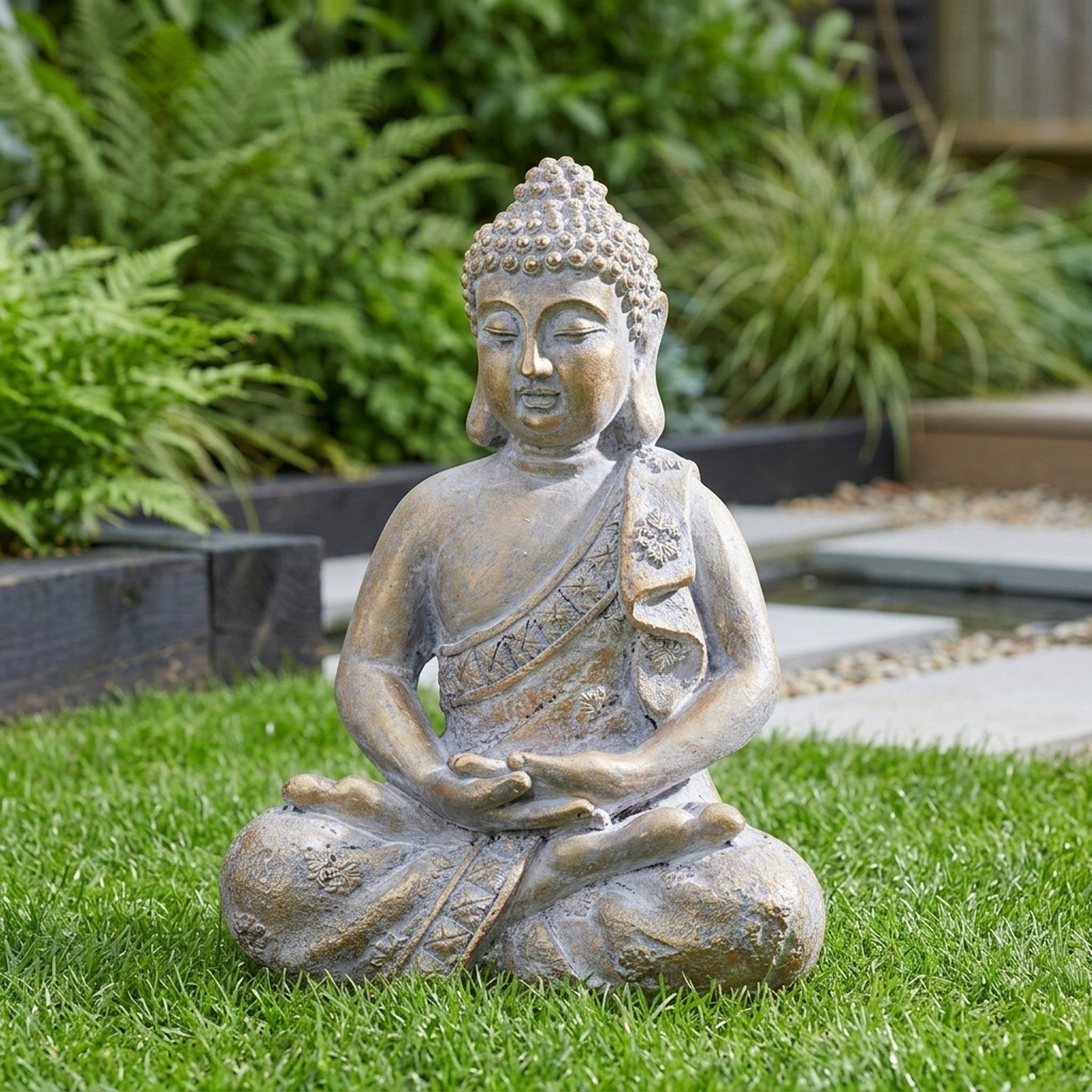 Resting Buddha Figurine Garden Ornament