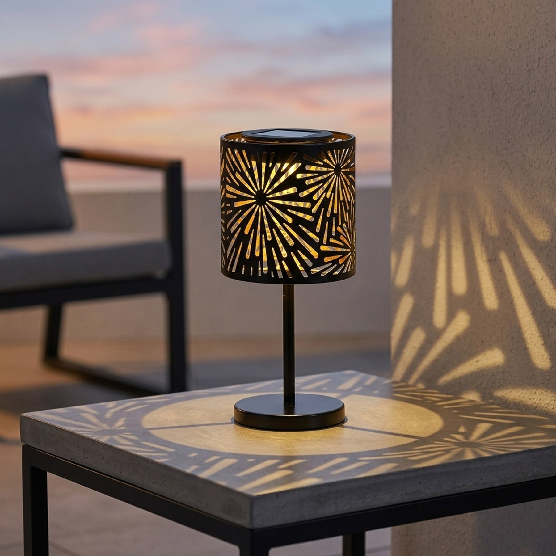 Lunaria Patterned Solar Starburst Table Lamp