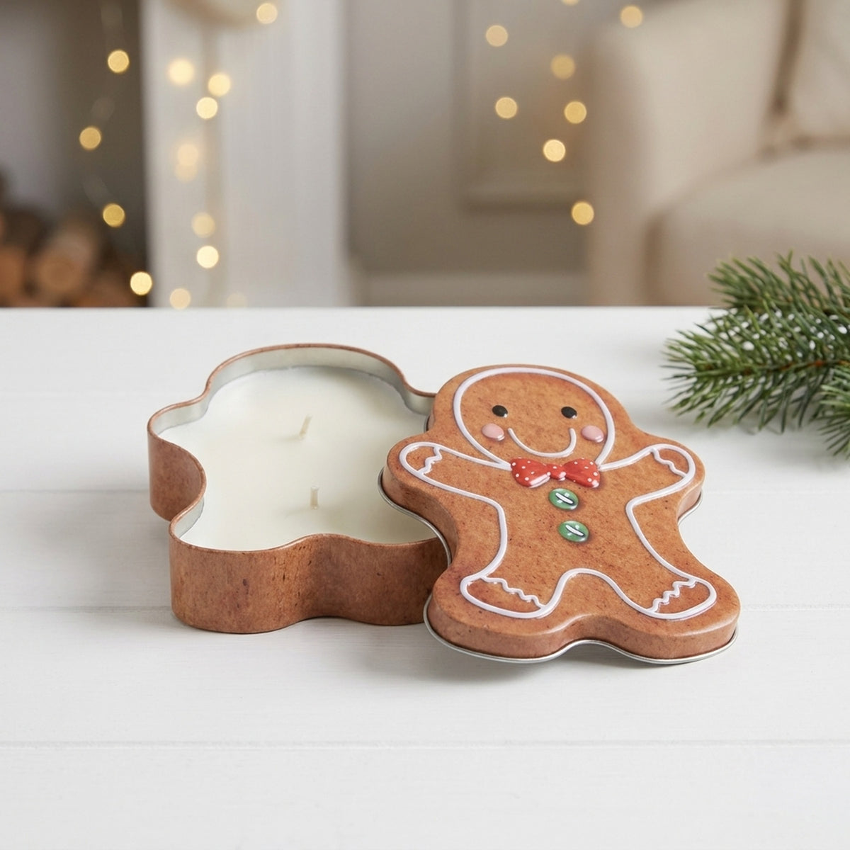 Festive Gingerbread Design Candle Tin