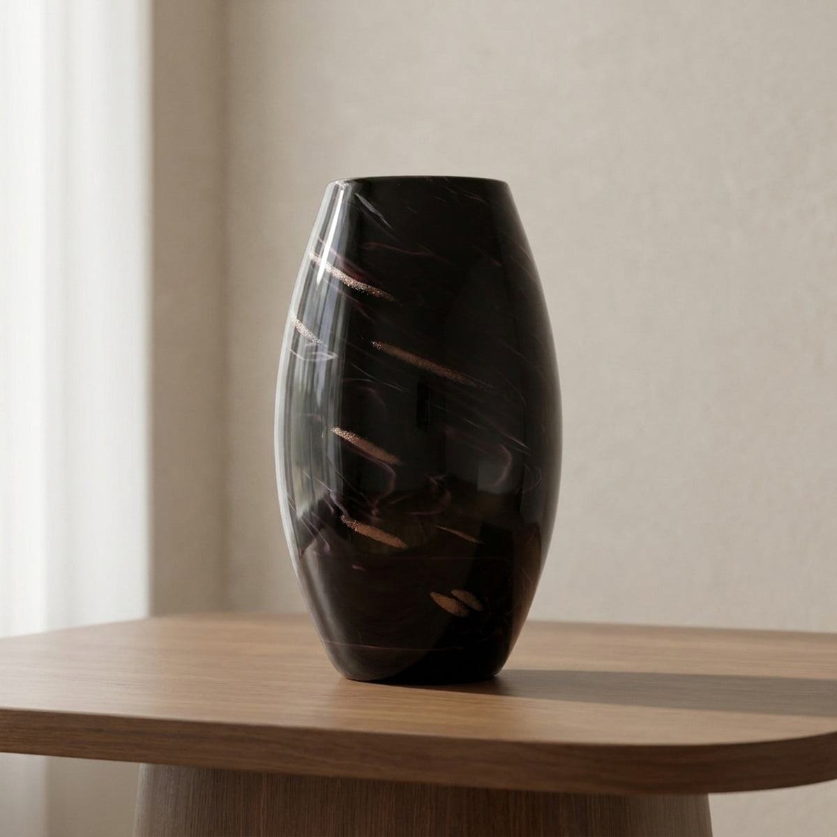 Purple Marbled Glass Display Vase