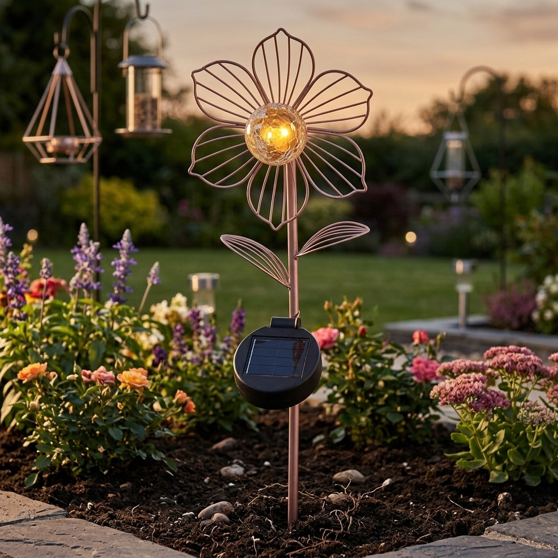 Lunaria Peony Solar Flower Stake Light