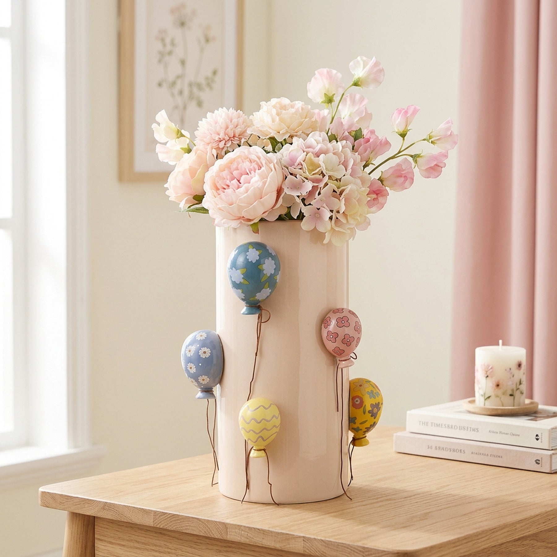 Floral Balloons Ceramic Statement Vase