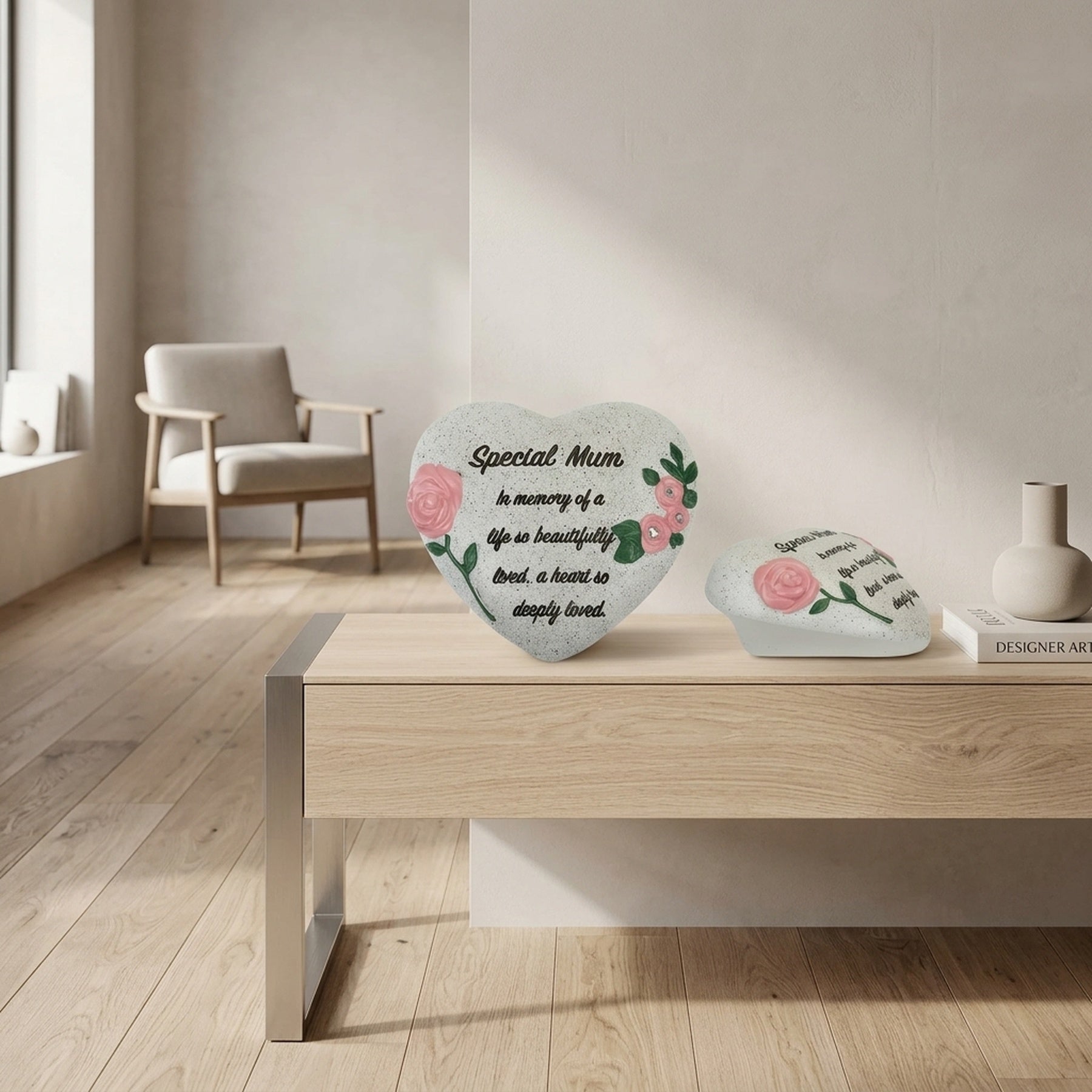 Memorial Heart with Diamantes and Roses