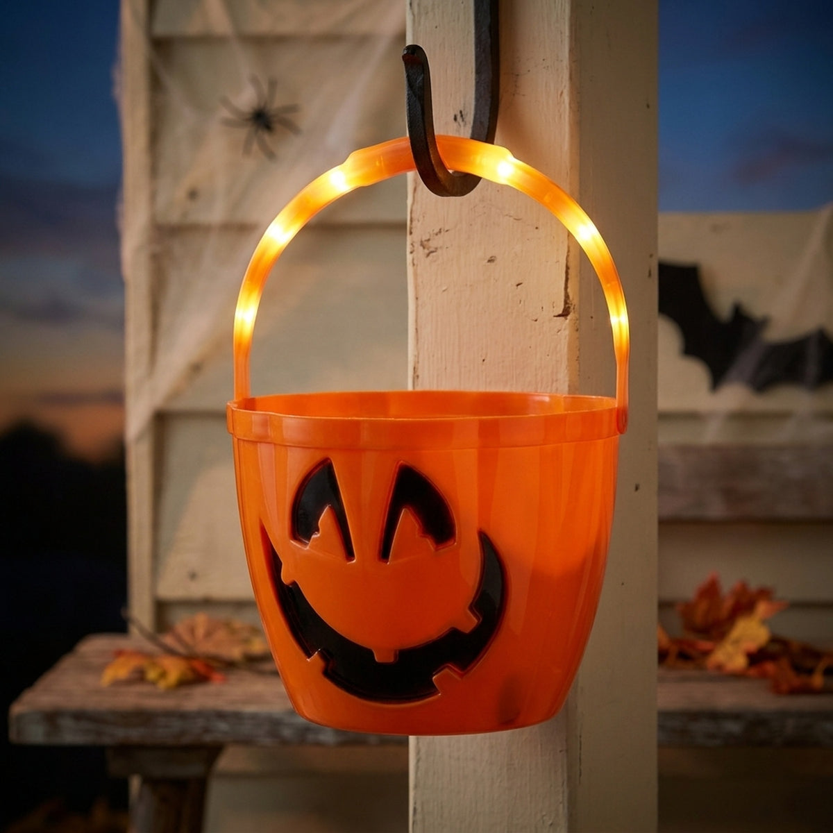 Halloween Pumpkin Bucket with Light Up Handle