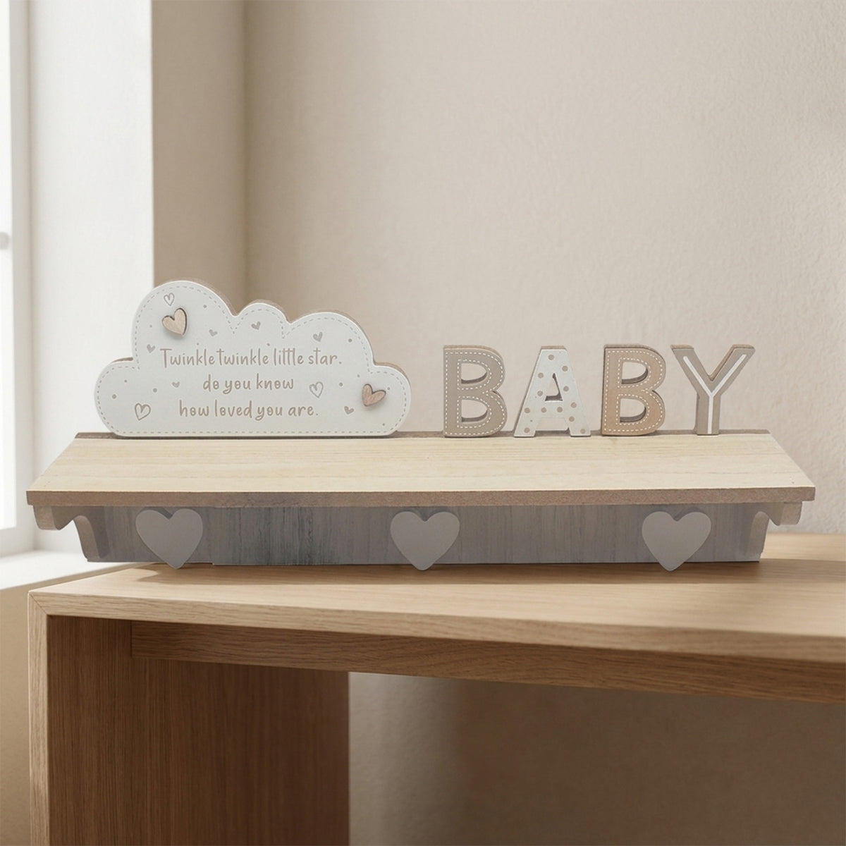 Nursery Wall Storage Shelf with Hooks
