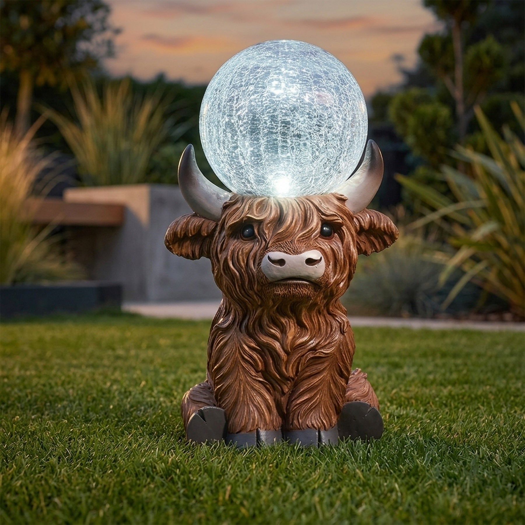 Highland Crackle Glass Gazing Ball Solar Ornament