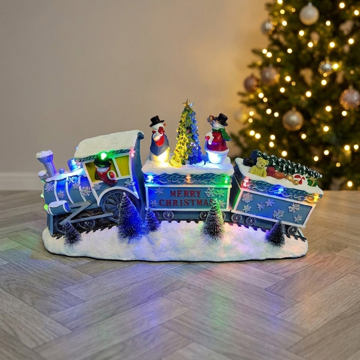 Animated LED Snowman Christmas Train Ornament
