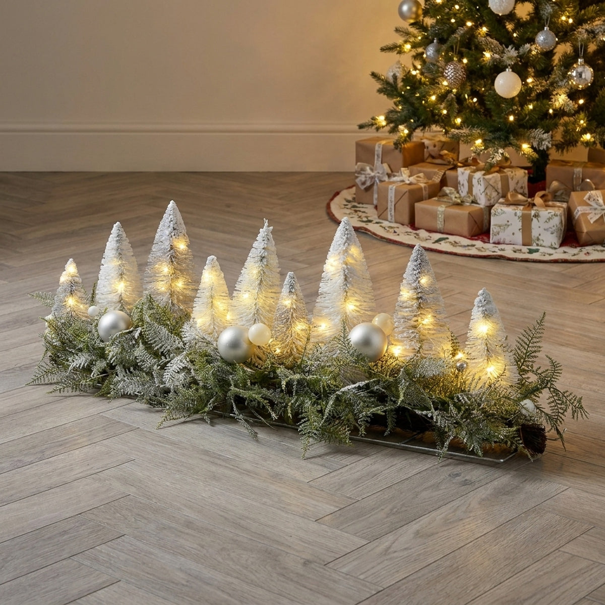 Indoor Illuminated Snowy Tree Centrepiece