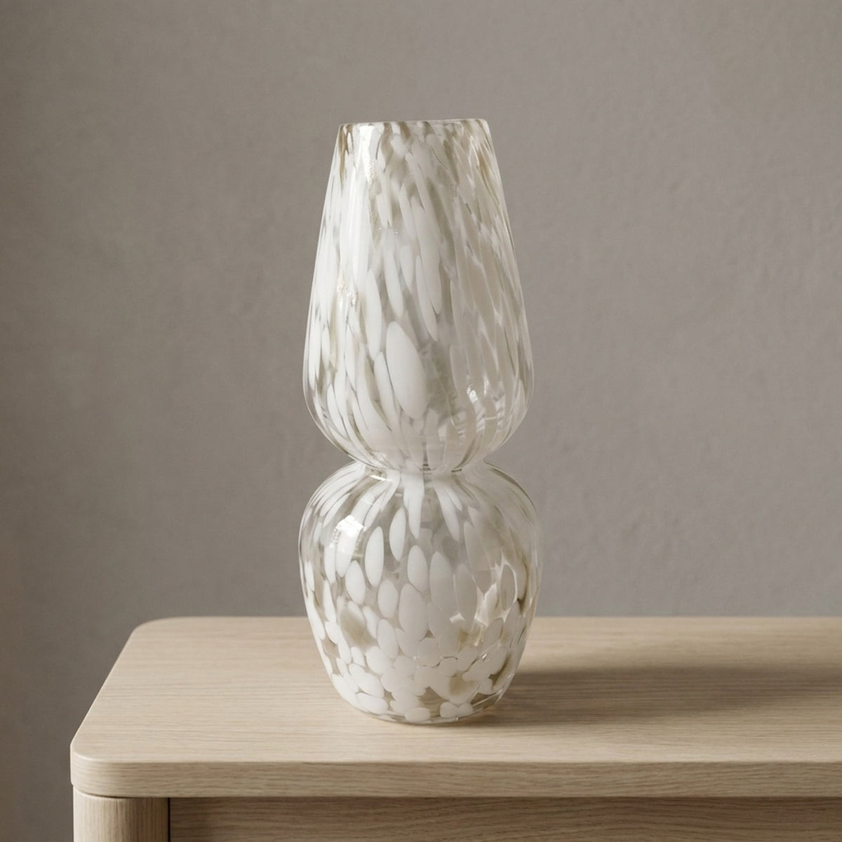 Unique White Mottle Glass Display Vase