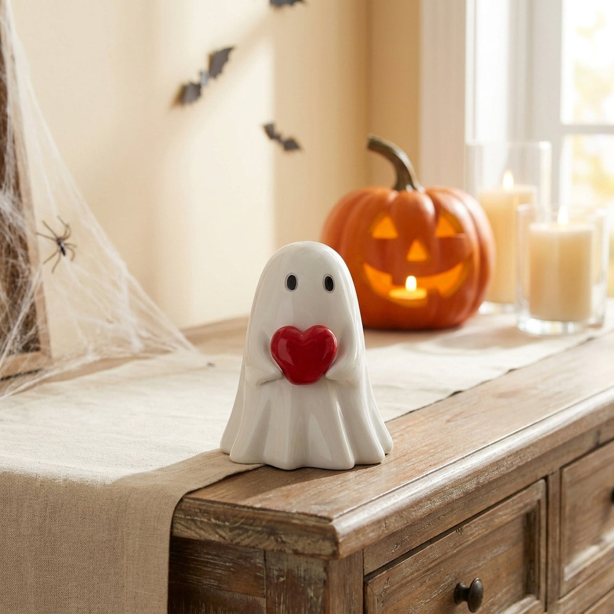 Halloween Ghost Heart Statue Ornament
