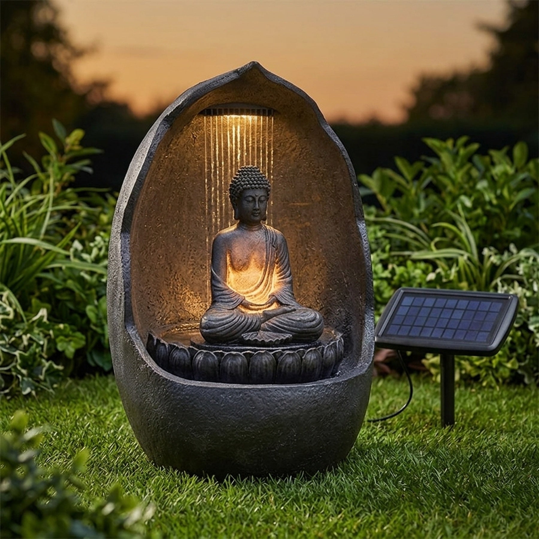 Tranquil Buddha Hybrid Solar Water Feature