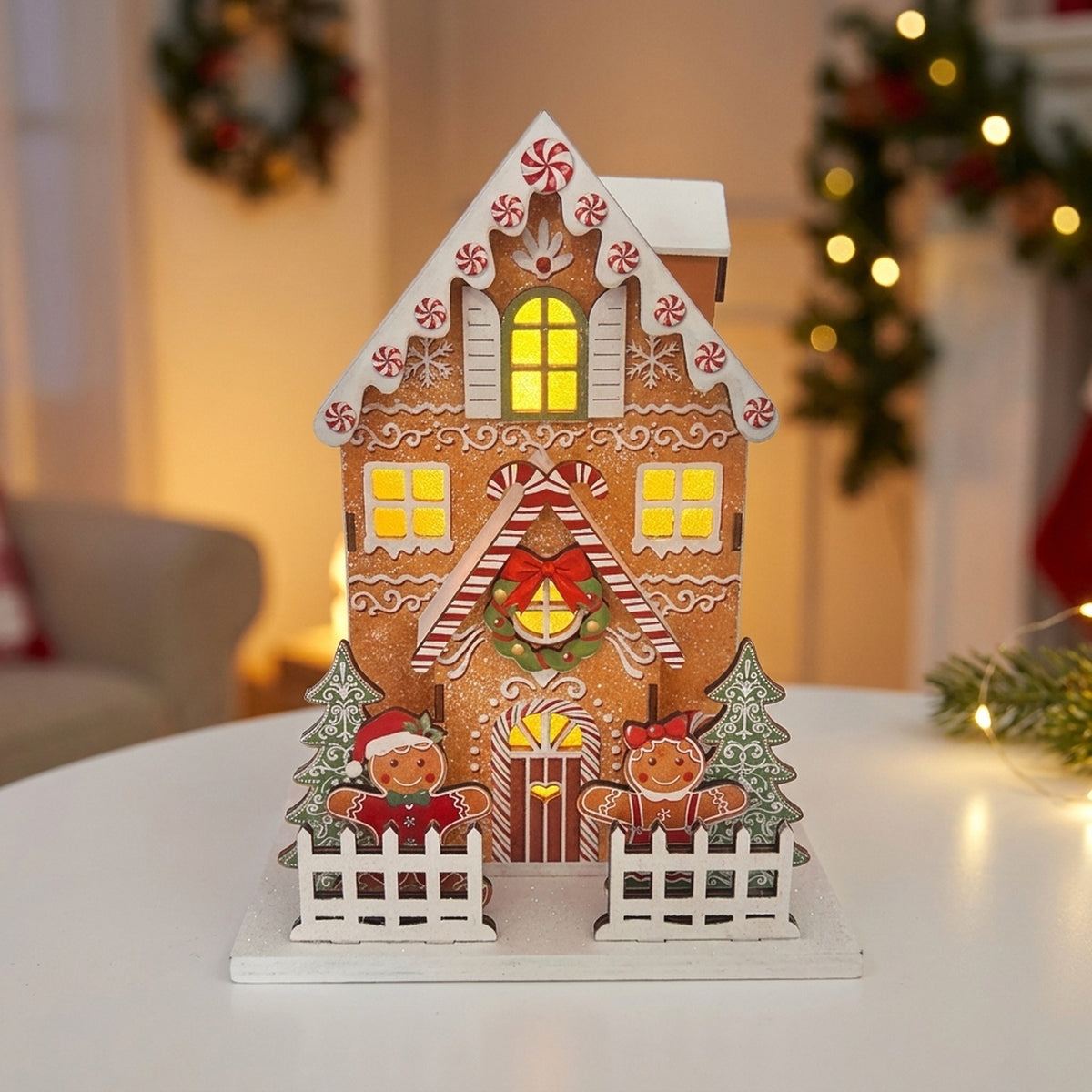 Detailed LED Gingerbread House Ornament