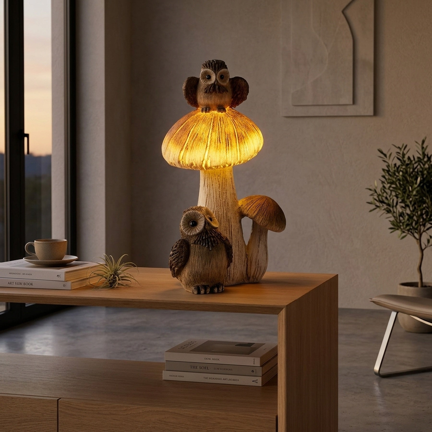 LED Light Owl and Cub Nest Ornament