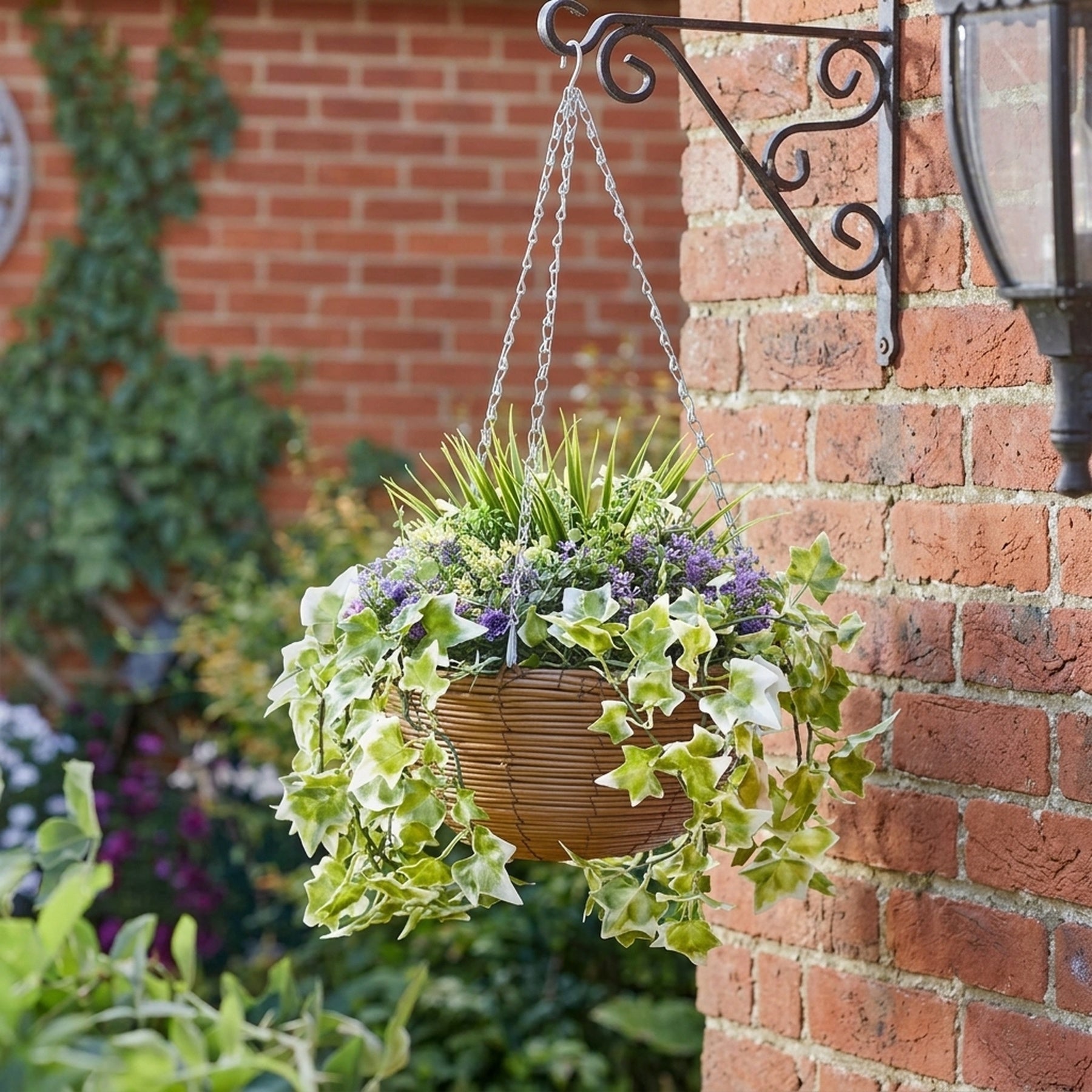 Lilac Bloom Artificial Hanging Basket