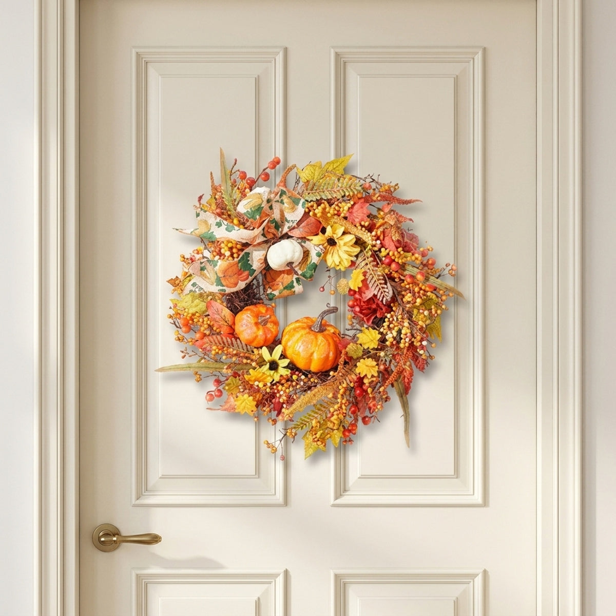 Halloween Artificial Pumpkin Maple Leaves Wreath