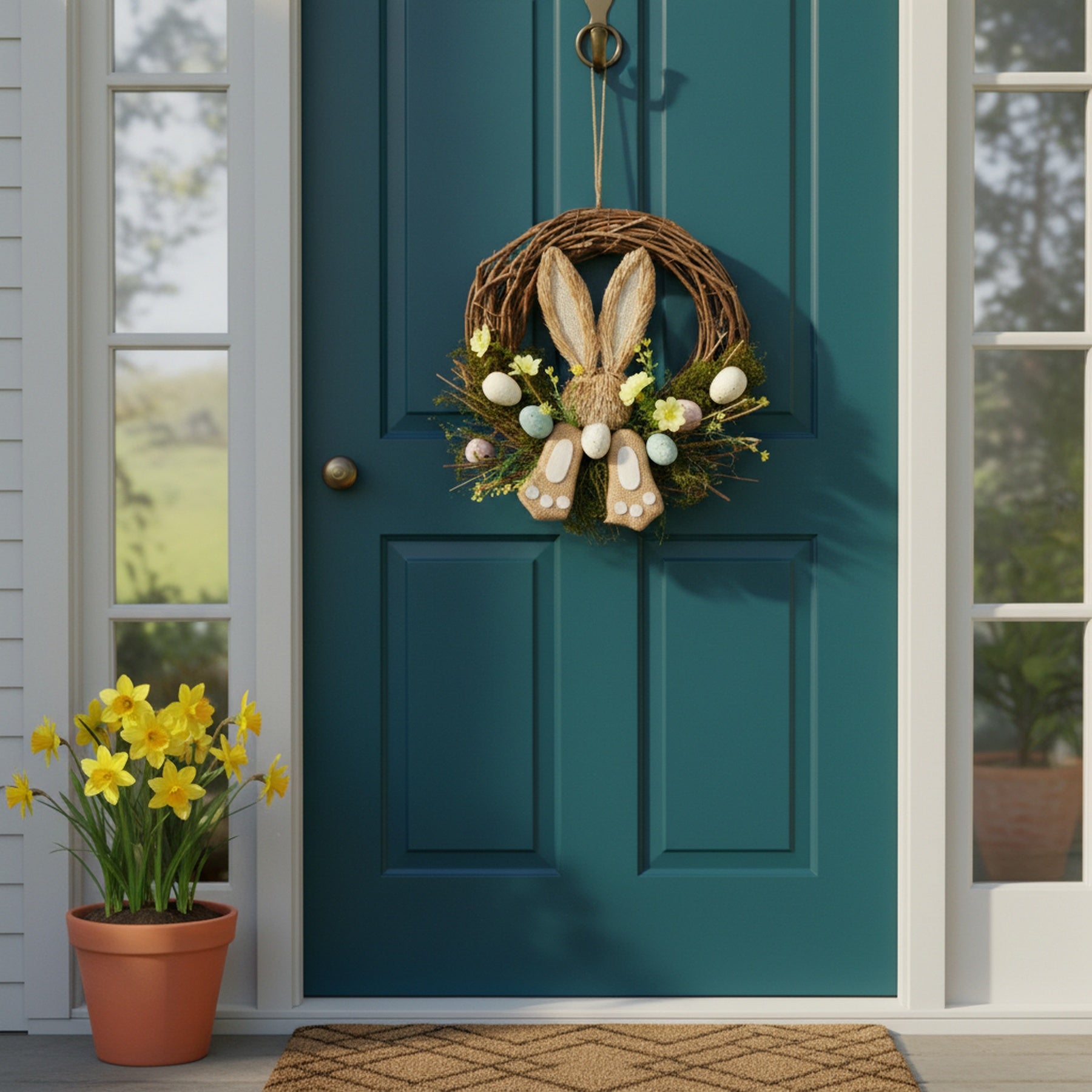 Springtime Decorative Easter Bunny Wreath