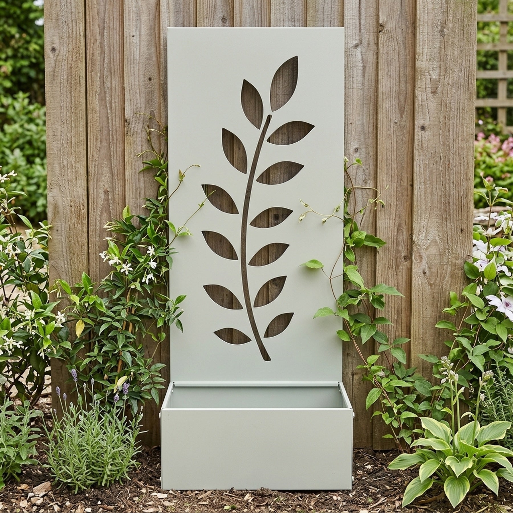 Sage Green Decorative Screen with Fern Design