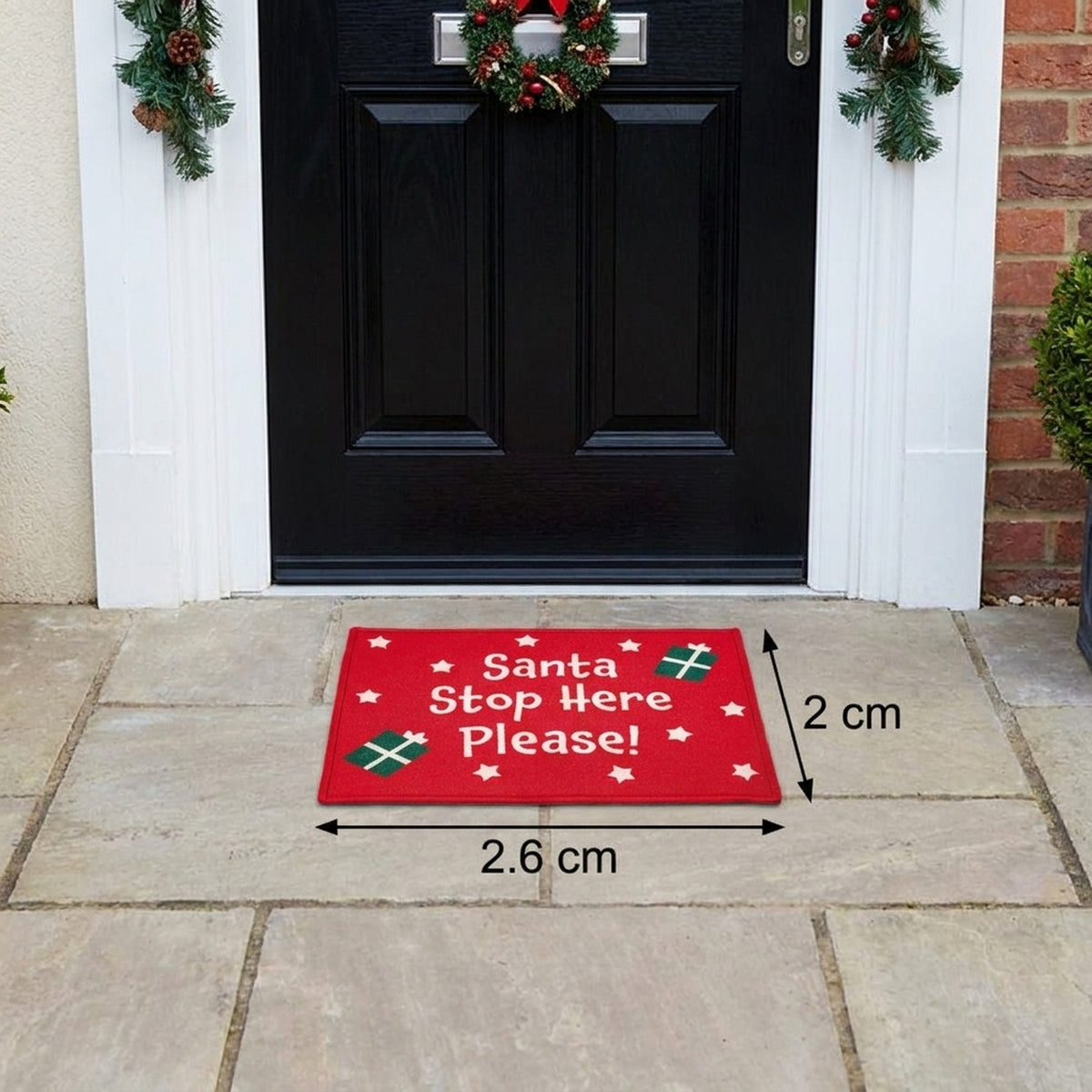 Festive Santa Stop Here Please Washable Doormat