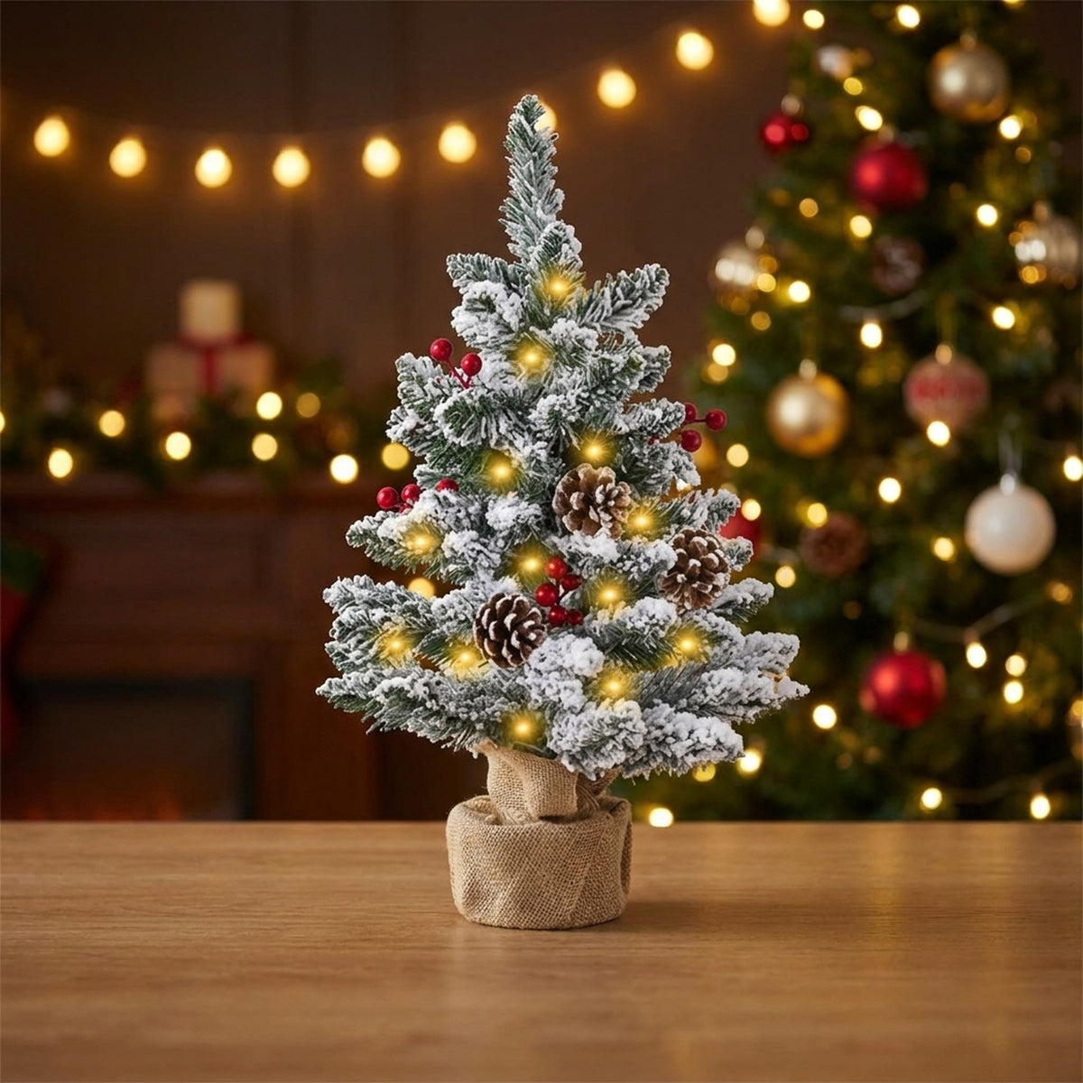 Tabletop Christmas Tree with LED String Lights
