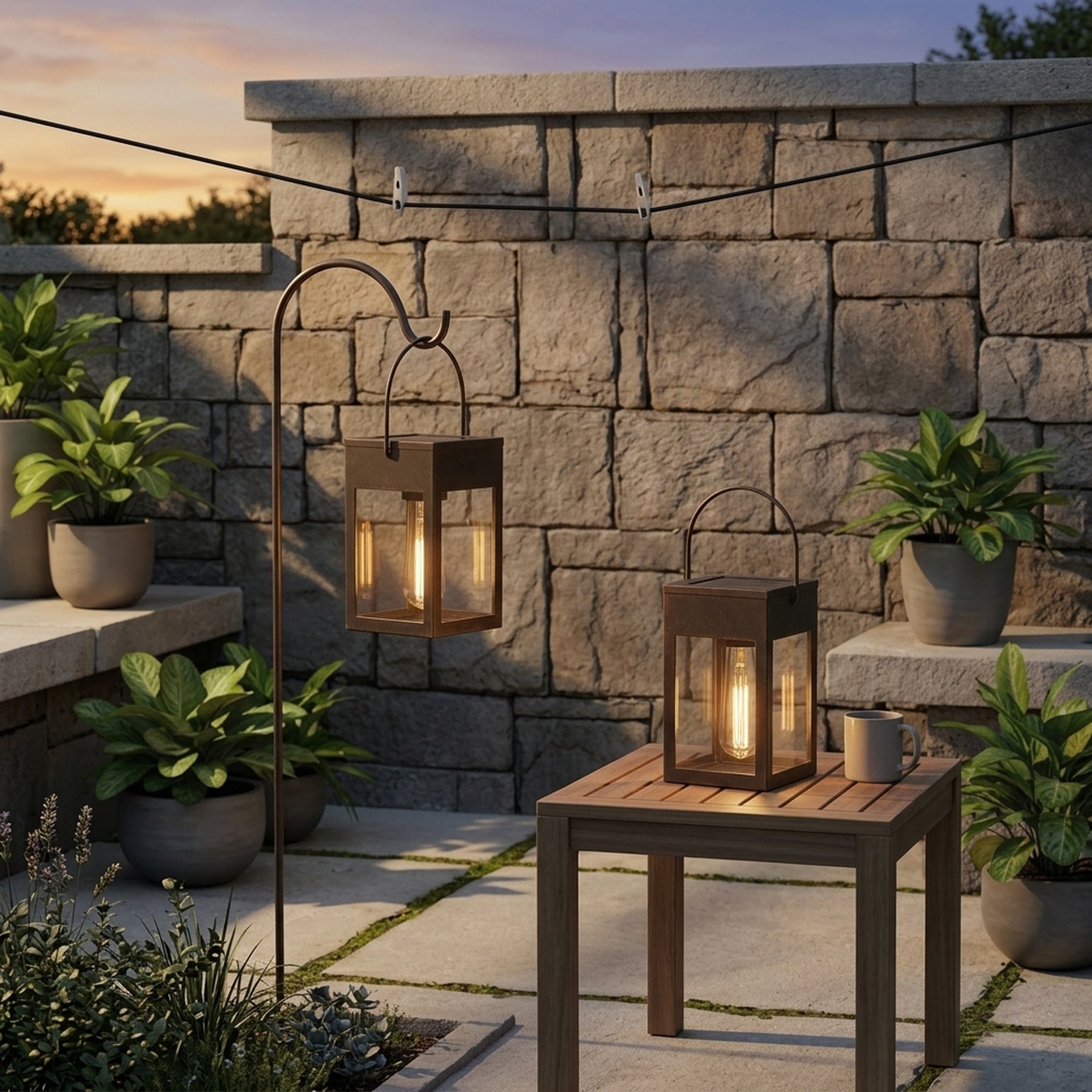 Duo Solar Hanging Garden Lanterns