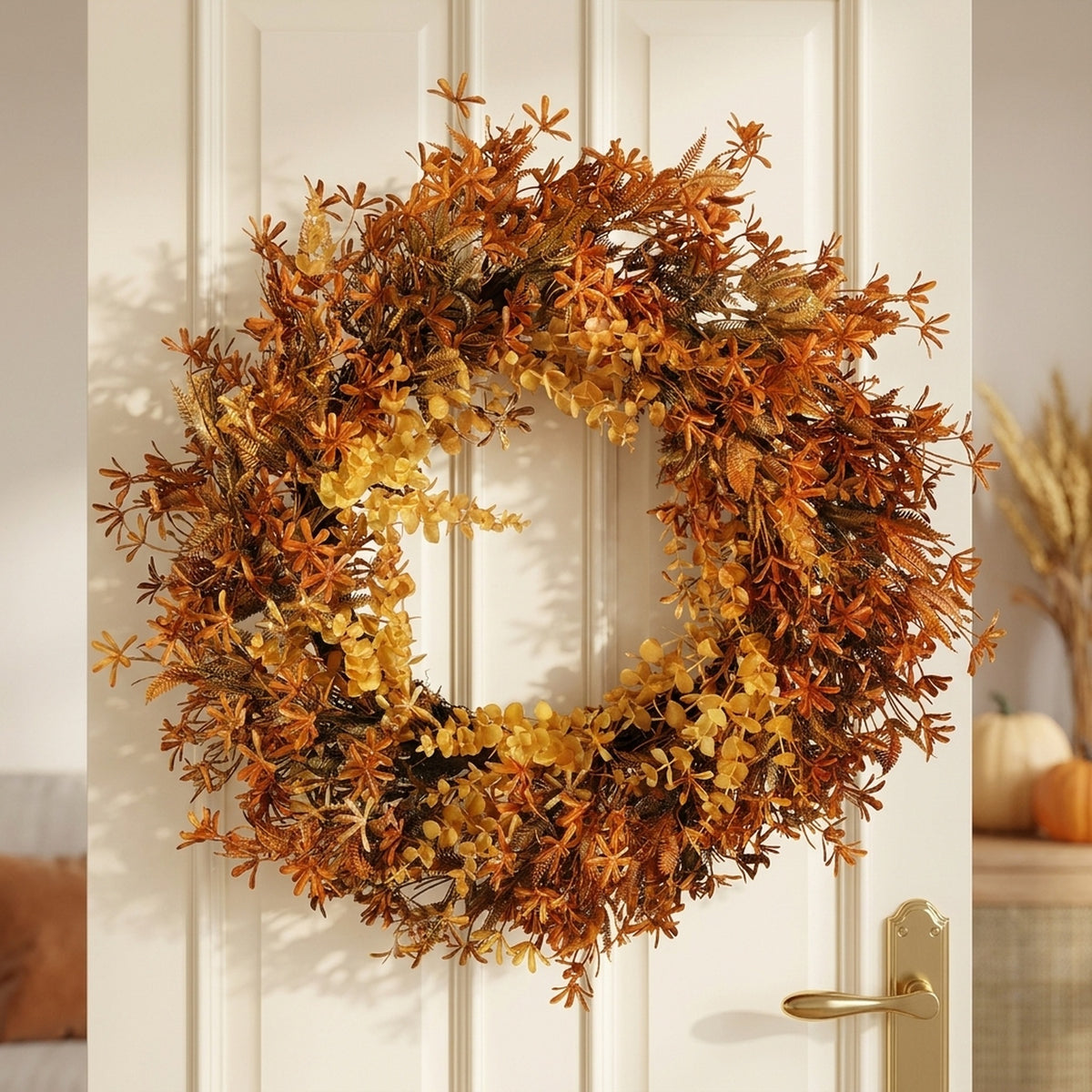 Warm Russet Toned Autumnal Leaf Wreath