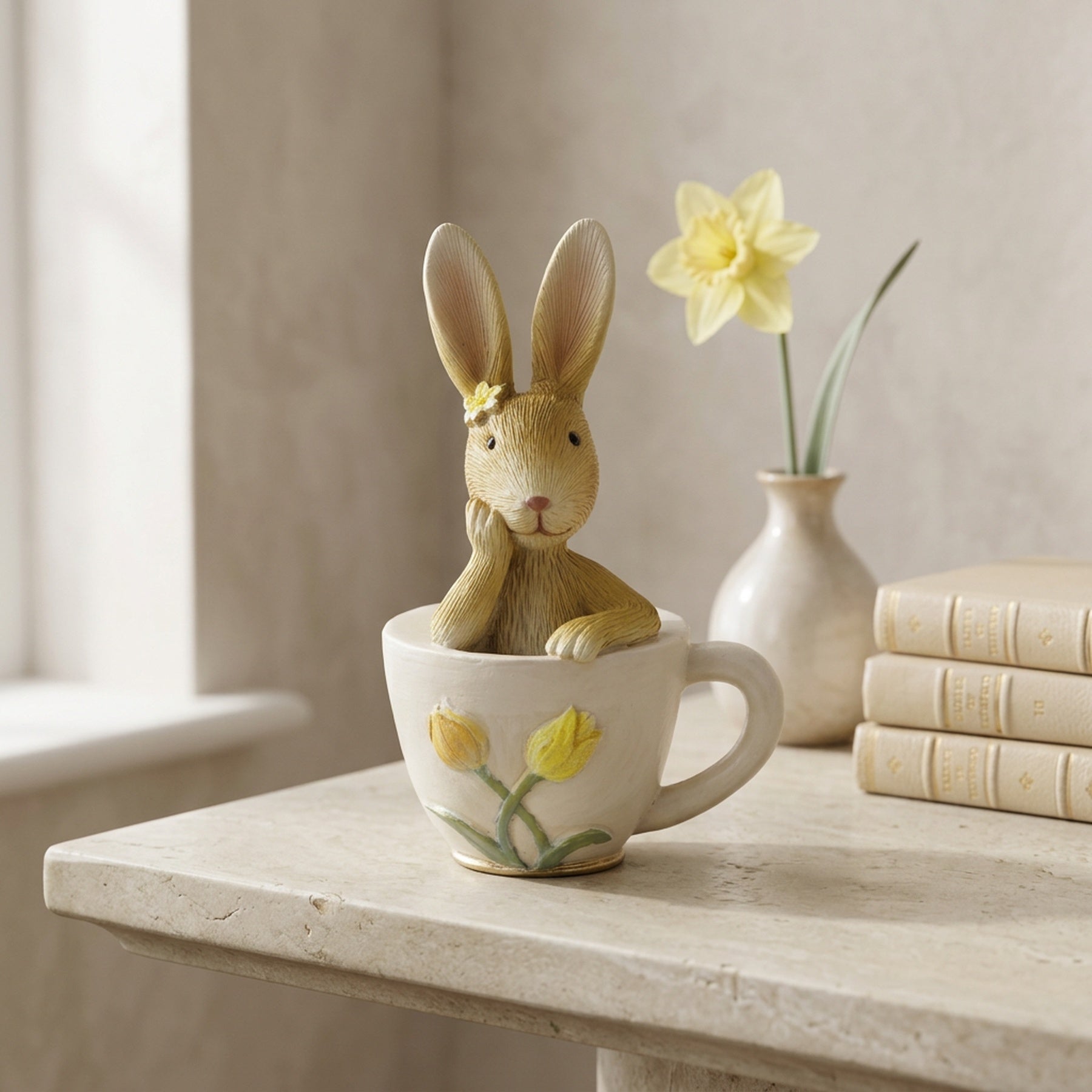 Spring Rabbit In Teacup Ornament