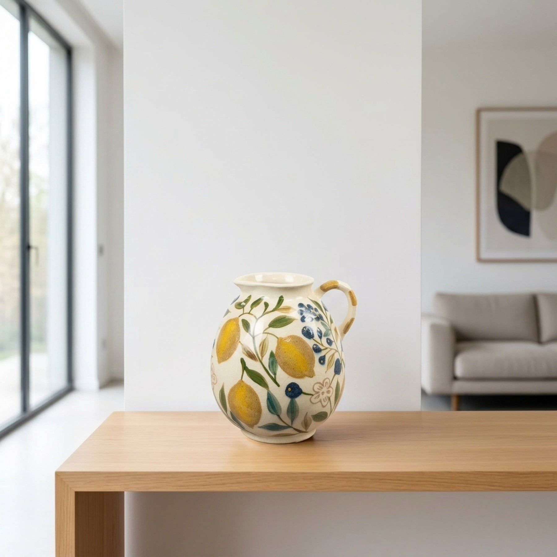 Lemon Glazed Ceramic Decorative Vase Jug