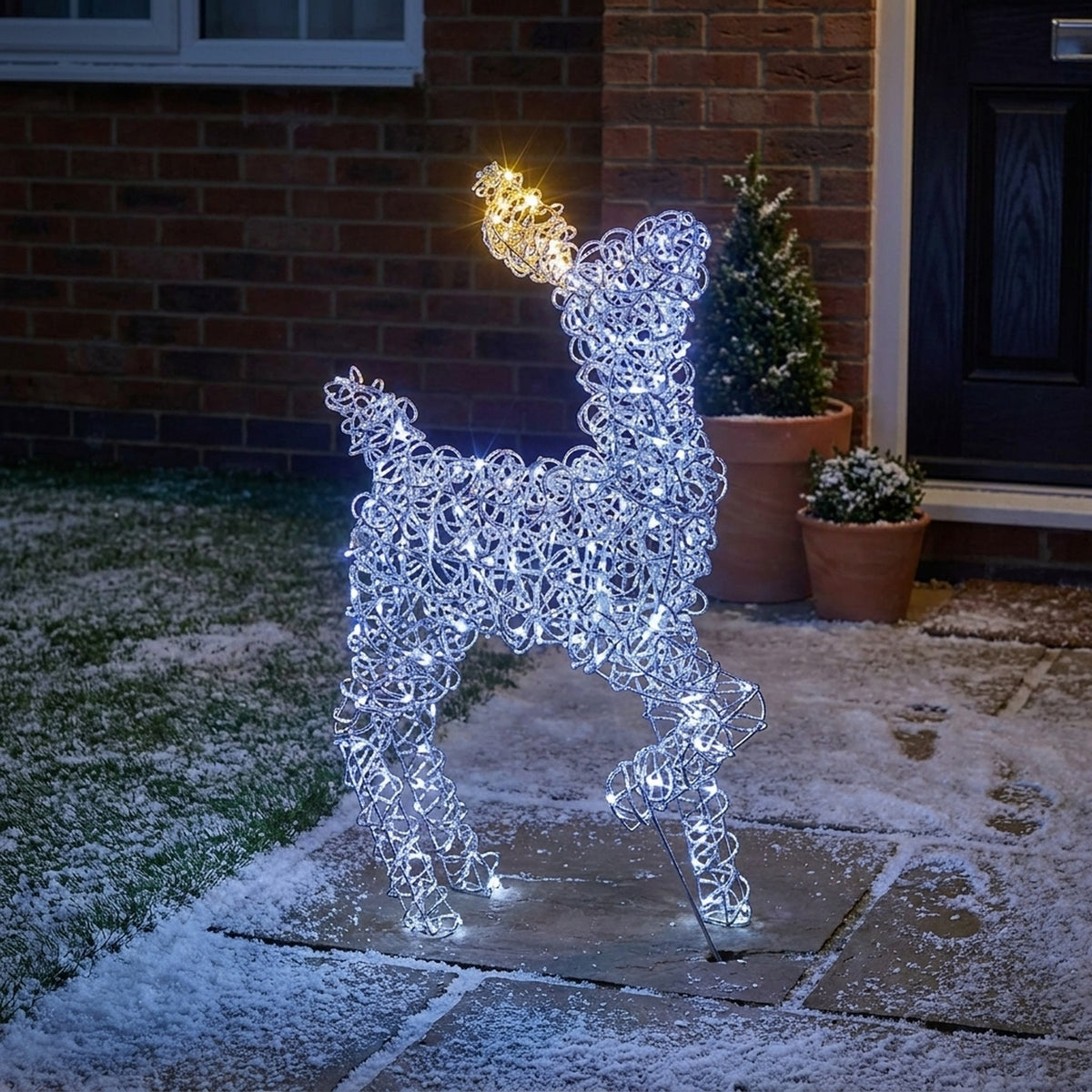 Multi Action Aluminium Prancing Reindeer Christmas Figure