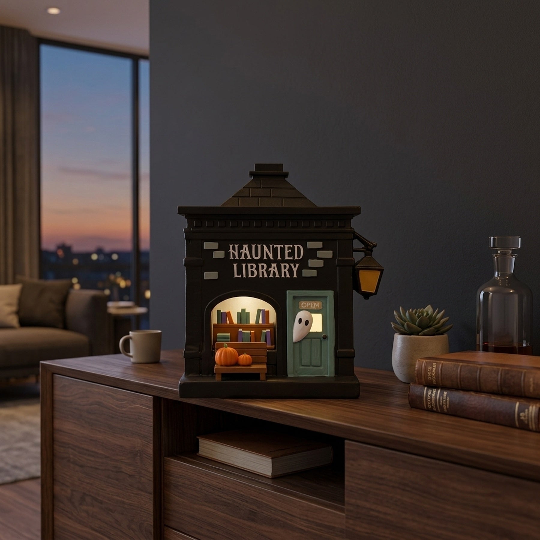 Haunted Library LED Light Up Decoration Statement Light