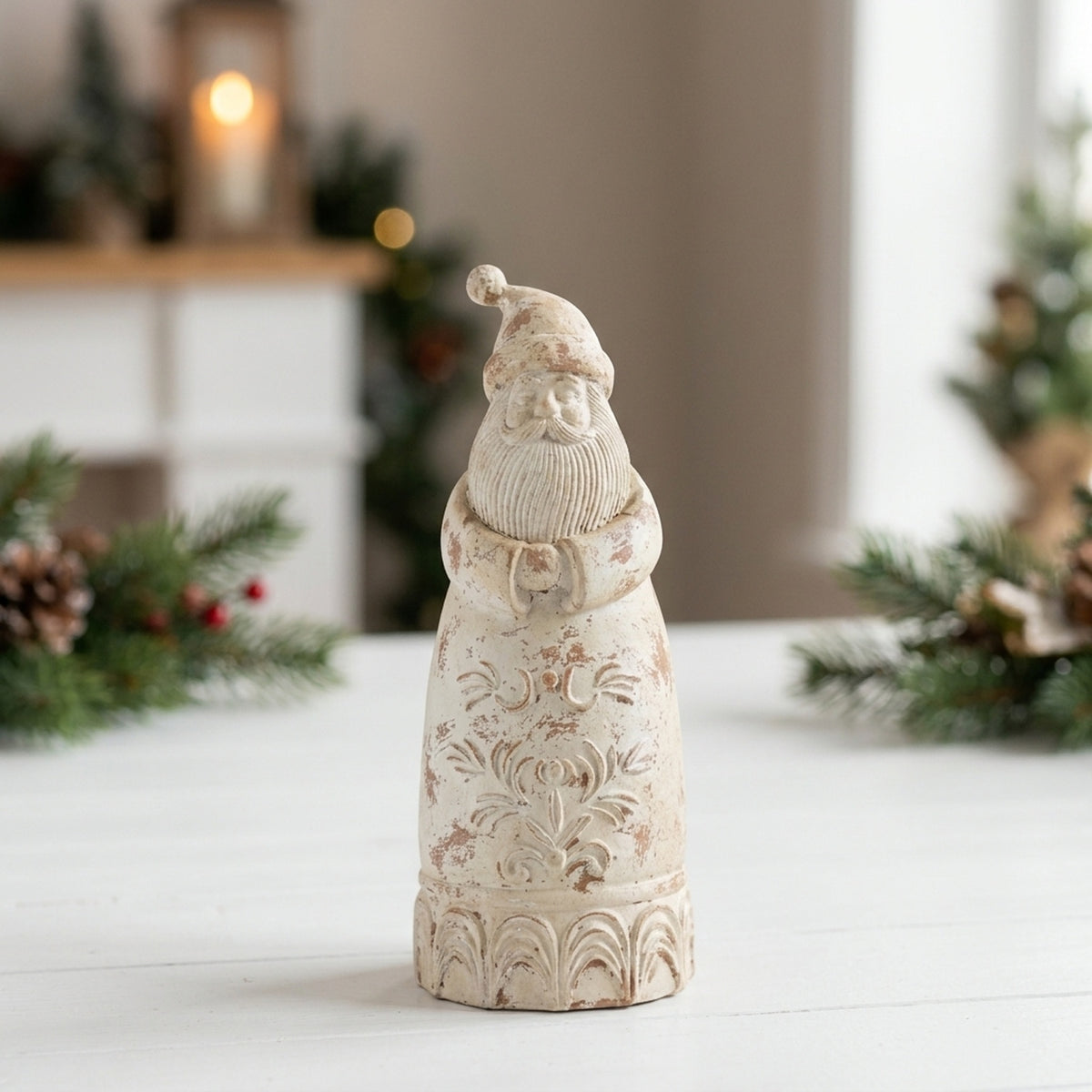 Vintage Cream Santa Christmas Ornament