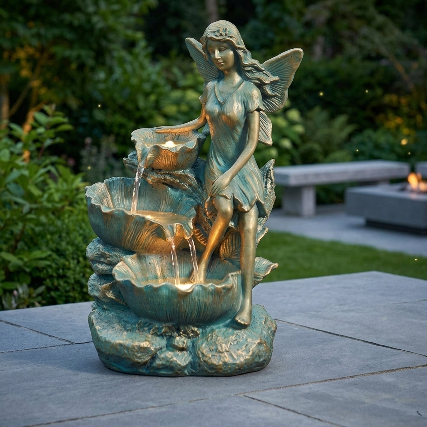 Fairy Falls Cascading Solar Water Feature
