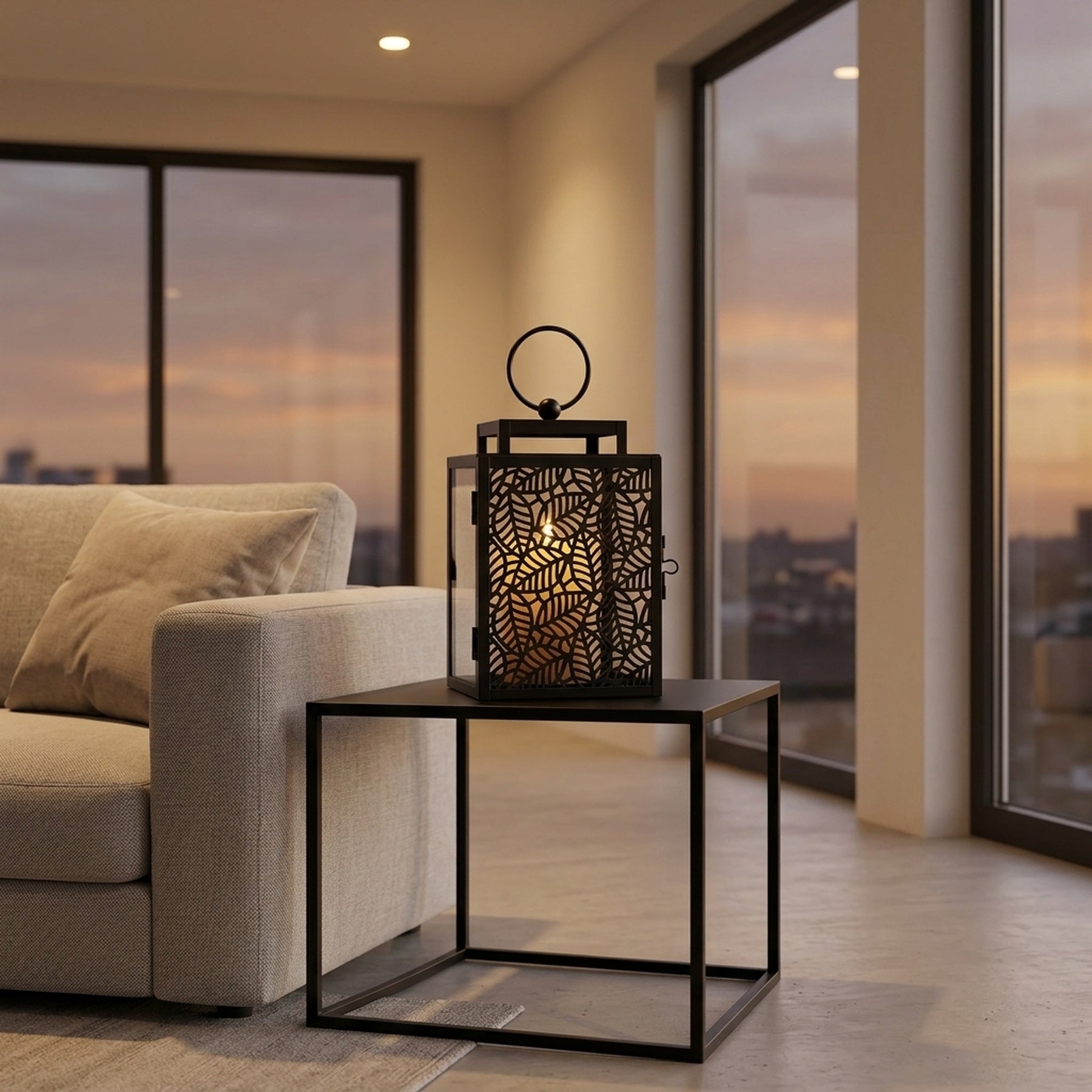 Modern Metal and Glass Display Lantern