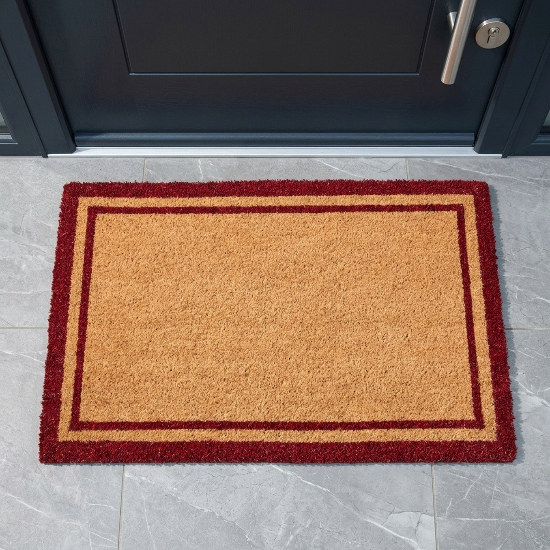 Classic Duo Border Scarlet Natural Coir Doormat