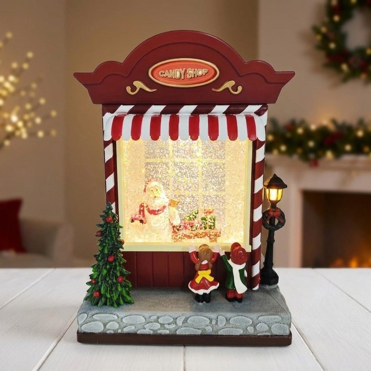 Red Santa's Sweet Shop Illuminated Snow Globe